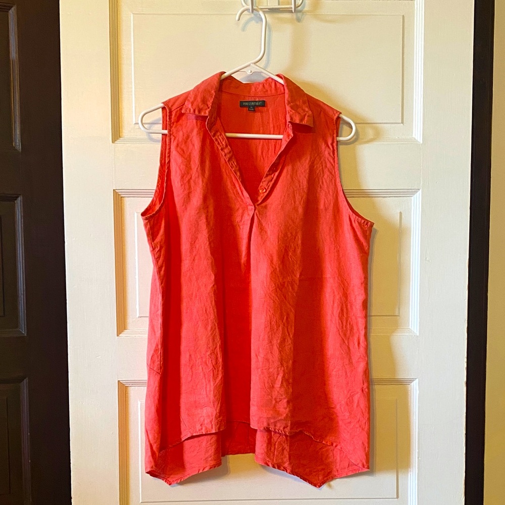 100% Linen Sleeveless Pink Blouse